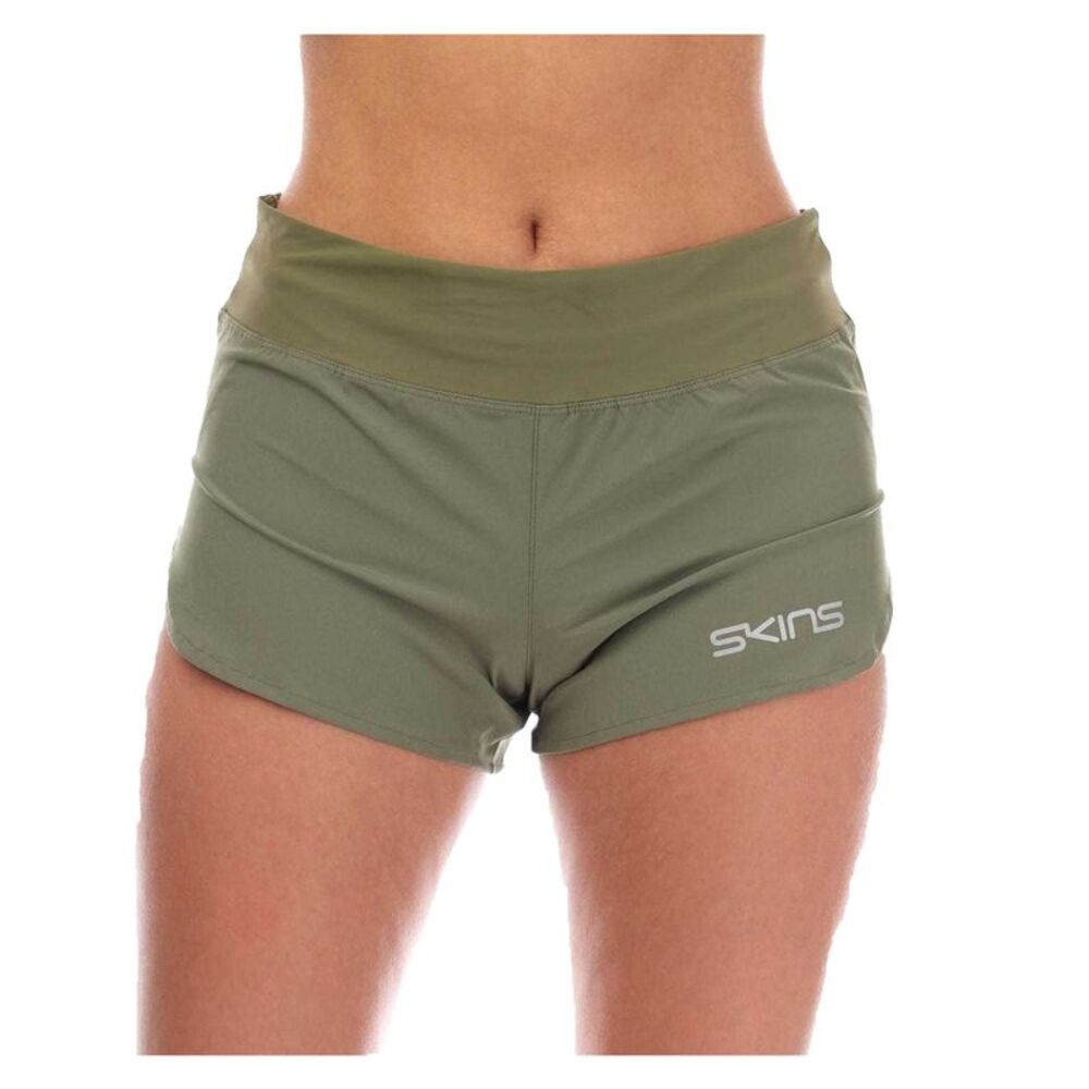 Skins Womens/Ladies Series-3 Elasticated Waist Running Shorts / Khaki
